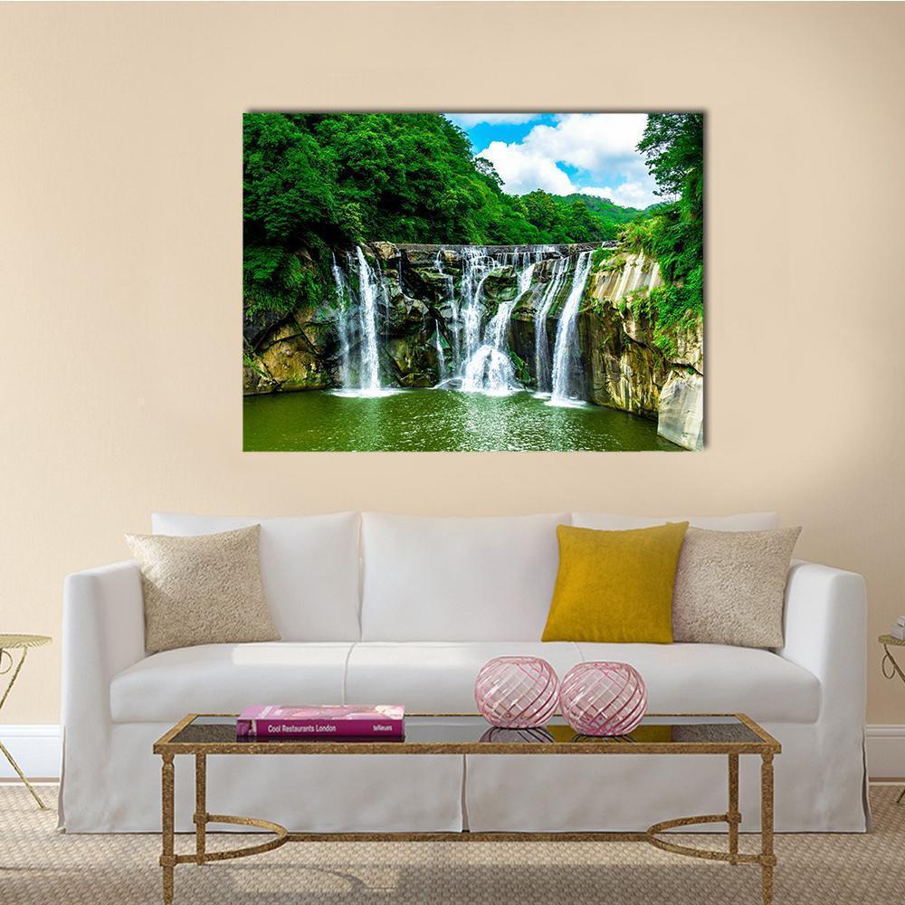 Shifen Waterfall At Pingxi Township Canvas Wall Art-1 Piece-Gallery Wrap-48" x 32"-Tiaracle
