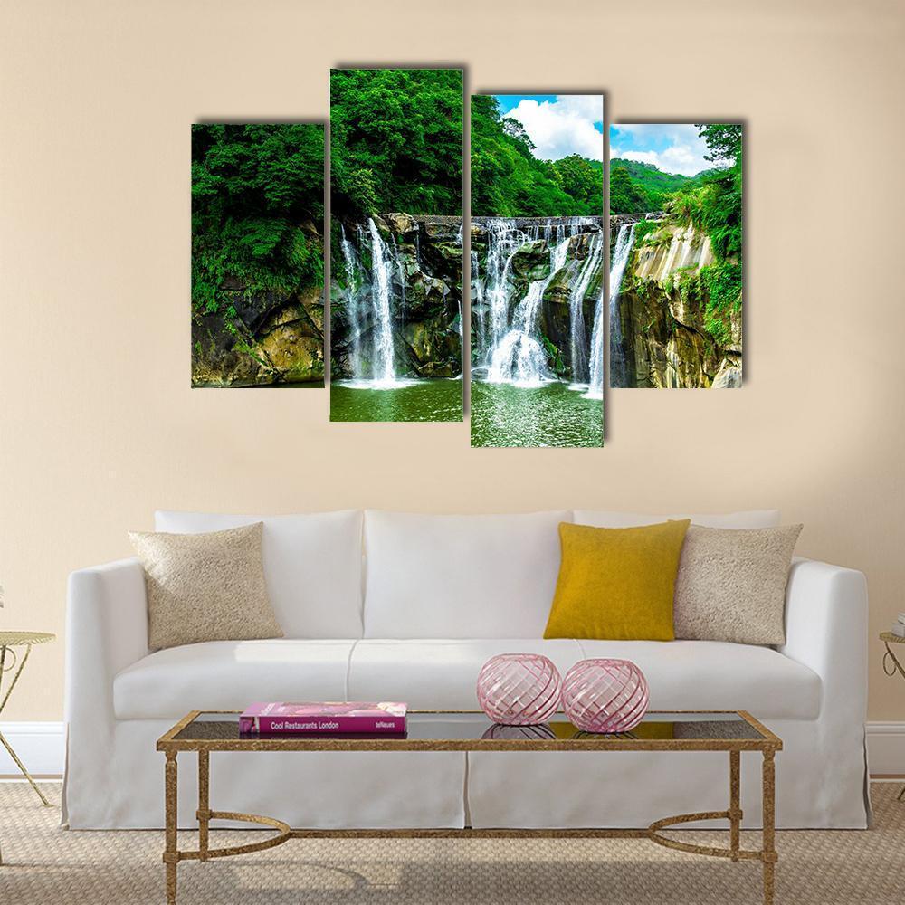 Shifen Waterfall At Pingxi Township Canvas Wall Art-4 Pop-Gallery Wrap-50" x 32"-Tiaracle