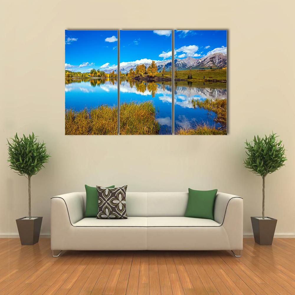Shining Autumn Day In Canmore Canvas Wall Art-3 Horizontal-Gallery Wrap-25" x 16"-Tiaracle