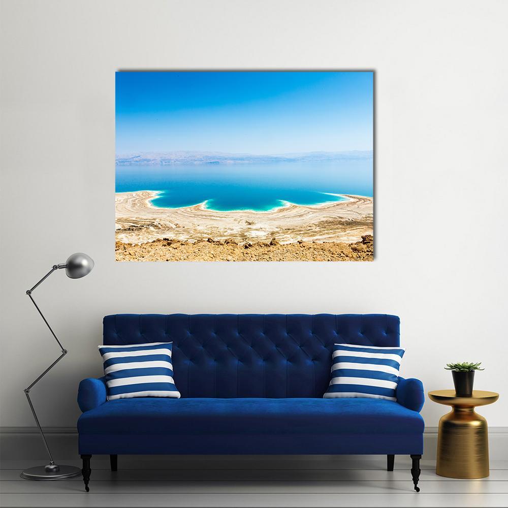 Shining Salt Crystals At The Dead Sea Coastline Island Canvas Wall Art-1 Piece-Gallery Wrap-36" x 24"-Tiaracle