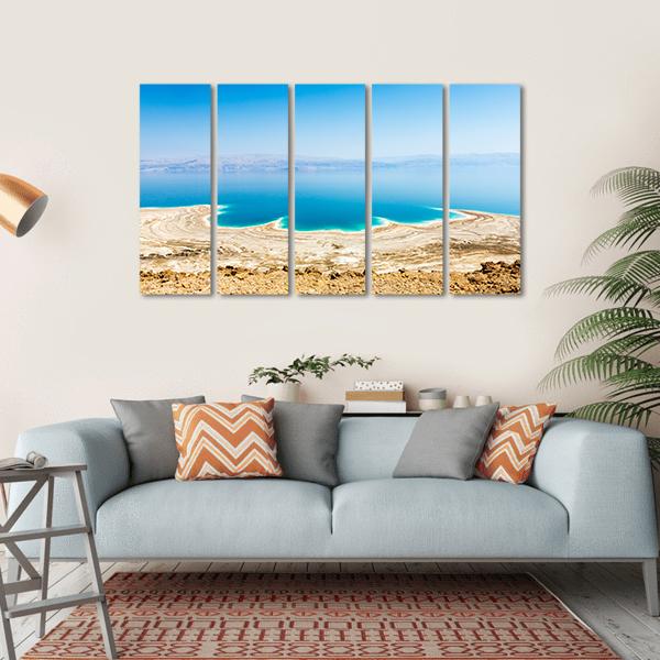 Shining Salt Crystals At The Dead Sea Coastline Island Canvas Wall Art-5 Horizontal-Gallery Wrap-22" x 12"-Tiaracle