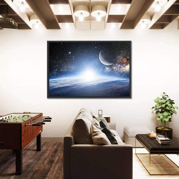 Shining Sun On Earth Surface Canvas Wall Art-3 Horizontal-Gallery Wrap-25" x 16"-Tiaracle
