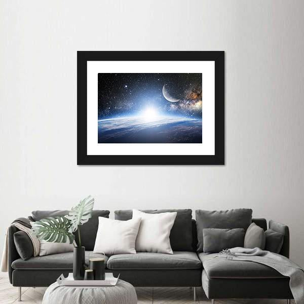 Shining Sun On Earth Surface Canvas Wall Art-3 Horizontal-Gallery Wrap-25" x 16"-Tiaracle