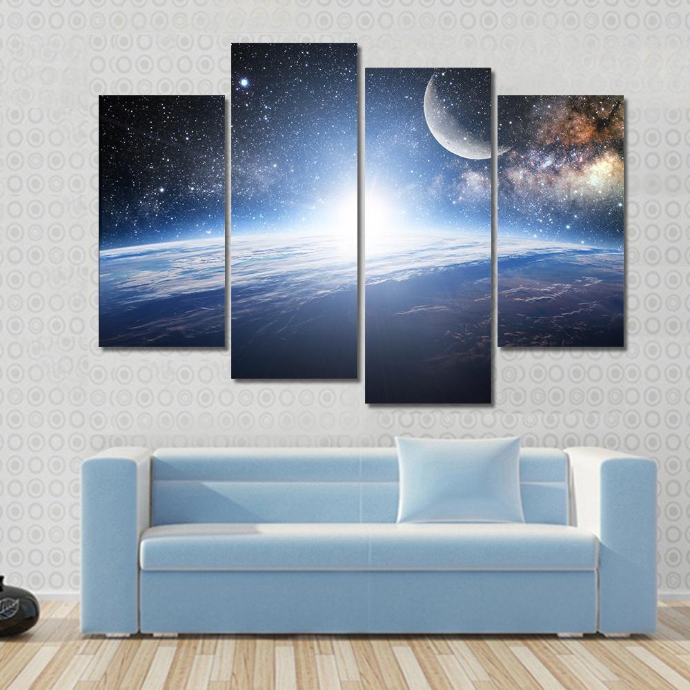 Shining Sun On Earth Surface Canvas Wall Art-4 Pop-Gallery Wrap-50" x 32"-Tiaracle
