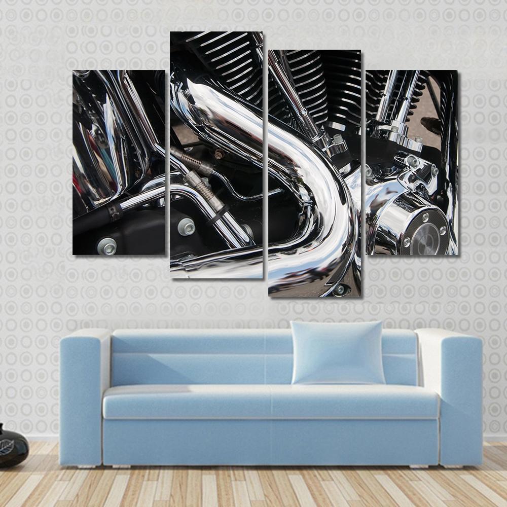 Shiny Motorcycle Engine Canvas Wall Art-4 Pop-Gallery Wrap-50" x 32"-Tiaracle