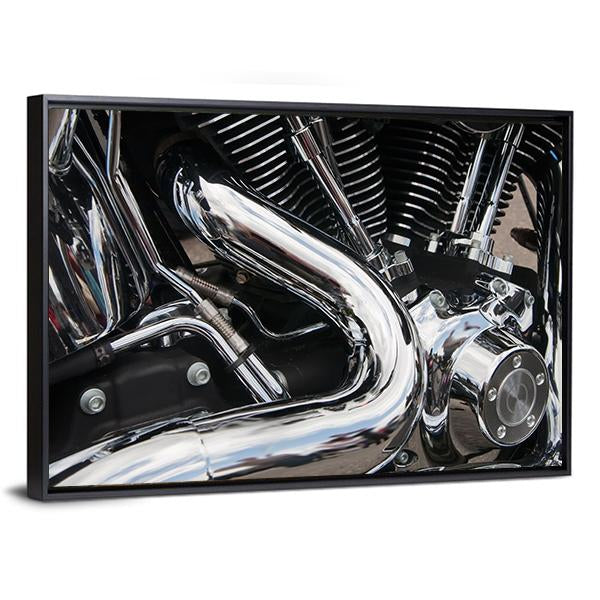 Shiny Motorcycle Engine Canvas Wall Art-3 Horizontal-Gallery Wrap-25" x 16"-Tiaracle