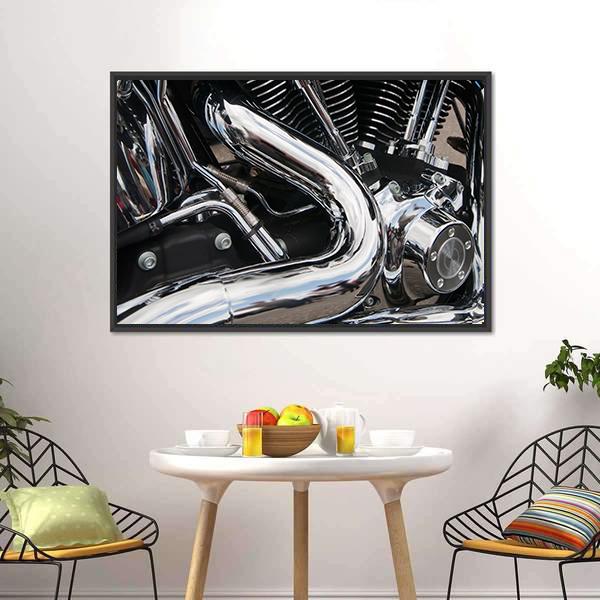 Shiny Motorcycle Engine Canvas Wall Art-3 Horizontal-Gallery Wrap-25" x 16"-Tiaracle