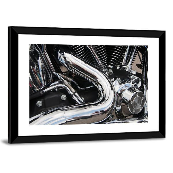 Shiny Motorcycle Engine Canvas Wall Art-3 Horizontal-Gallery Wrap-25" x 16"-Tiaracle