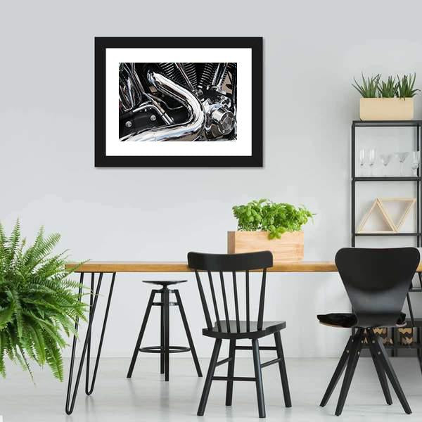 Shiny Motorcycle Engine Canvas Wall Art-3 Horizontal-Gallery Wrap-25" x 16"-Tiaracle