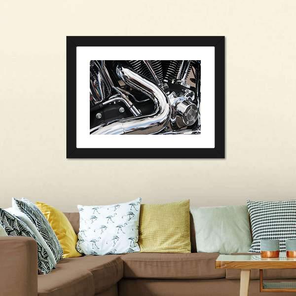 Shiny Motorcycle Engine Canvas Wall Art-3 Horizontal-Gallery Wrap-25" x 16"-Tiaracle
