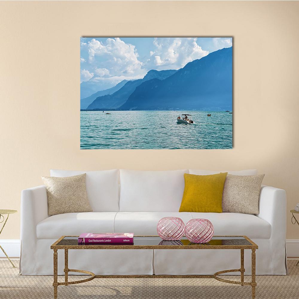 Ship At Geneva Lake Canvas Wall Art-1 Piece-Gallery Wrap-48" x 32"-Tiaracle