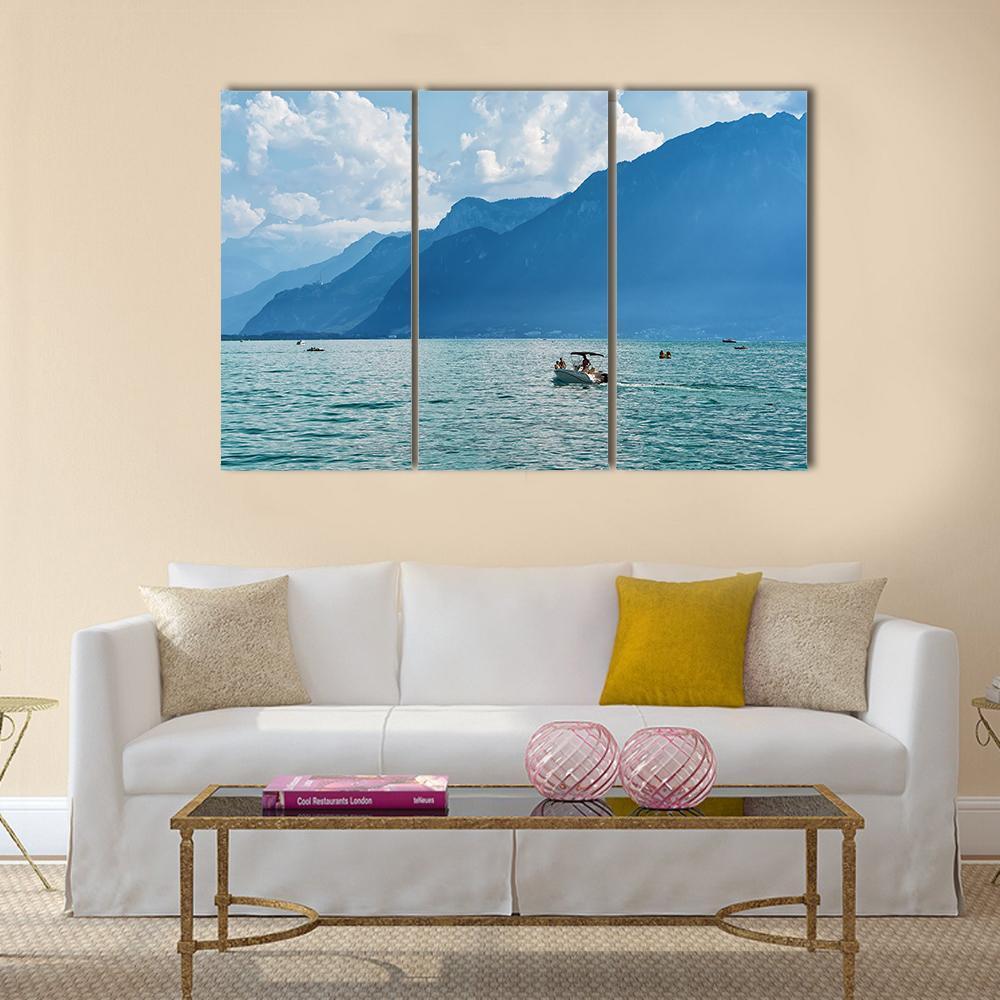 Ship At Geneva Lake Canvas Wall Art-3 Horizontal-Gallery Wrap-37" x 24"-Tiaracle