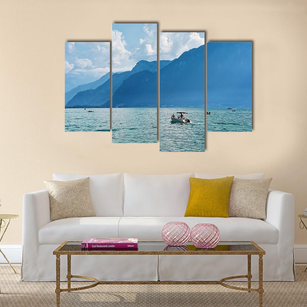 Ship At Geneva Lake Canvas Wall Art-4 Pop-Gallery Wrap-50" x 32"-Tiaracle