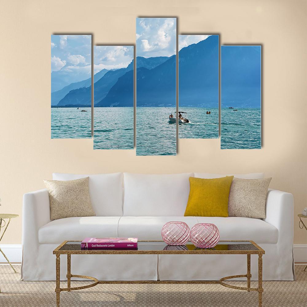 Ship At Geneva Lake Canvas Wall Art-5 Pop-Gallery Wrap-47" x 32"-Tiaracle