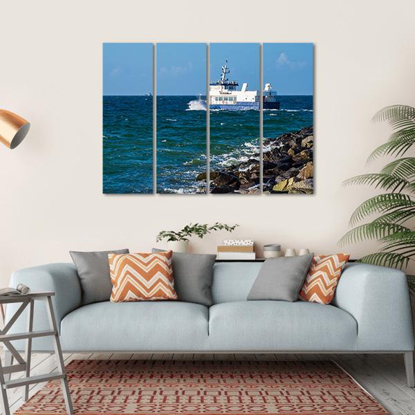 Ship On The Baltic Sea In Warnemuende Canvas Wall Art-4 Horizontal-Gallery Wrap-34" x 24"-Tiaracle