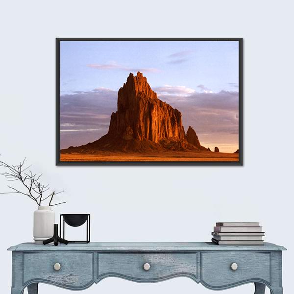 Shiprock In New Mexico Canvas Wall Art-1 Piece-Floating Frame-24" x 16"-Tiaracle