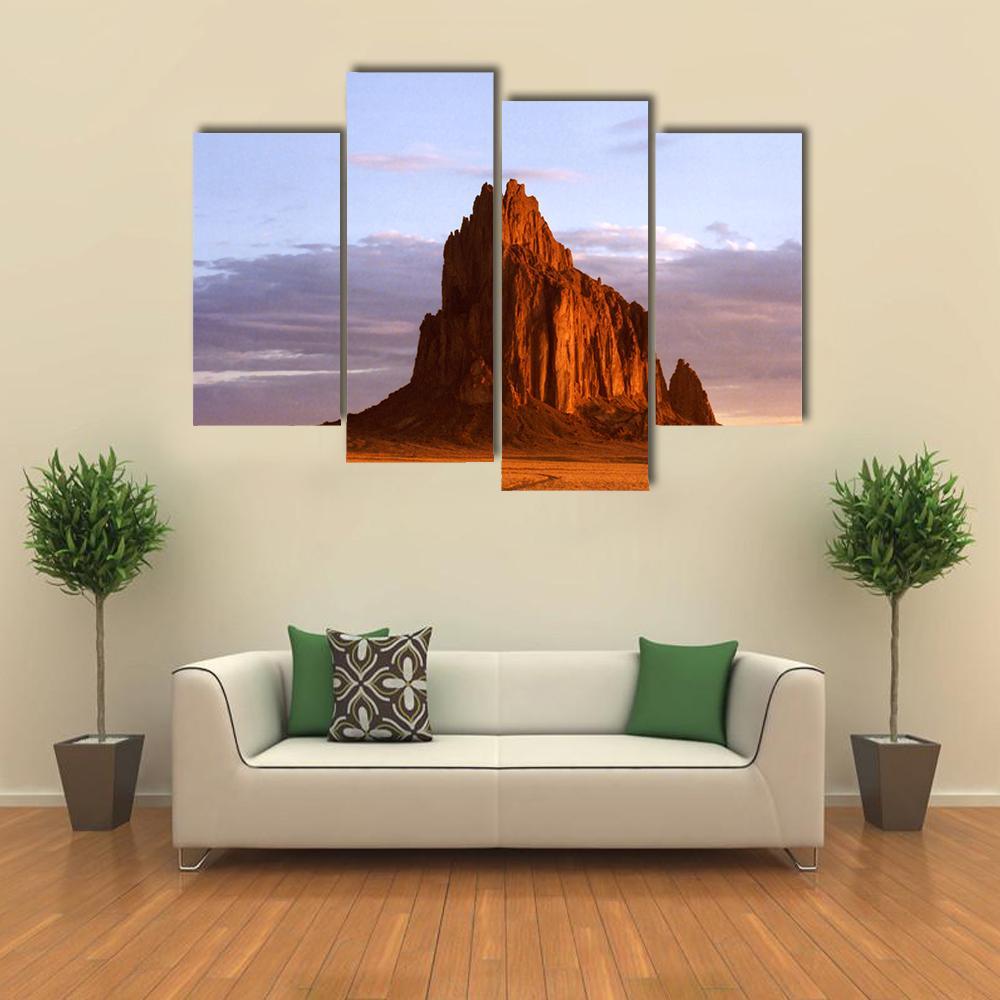 Shiprock In New Mexico Canvas Wall Art-4 Pop-Gallery Wrap-50" x 32"-Tiaracle