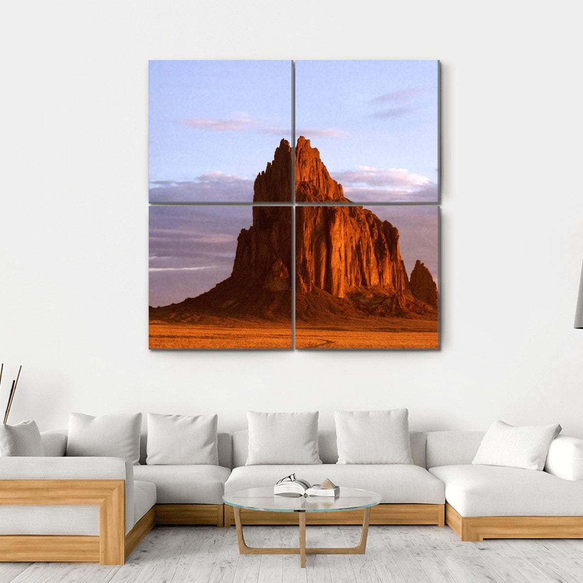 Shiprock In New Mexico Canvas Wall Art-4 Square-Gallery Wrap-17" x 17"-Tiaracle