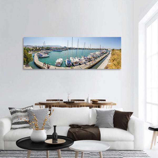 Ships In Port Of Greece Panoramic Canvas Wall Art-1 Piece-36" x 12"-Tiaracle