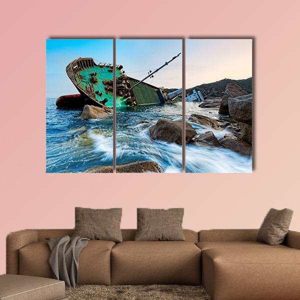 Shipwreck In Hong Kong Canvas Wall Art-3 Horizontal-Gallery Wrap-37" x 24"-Tiaracle
