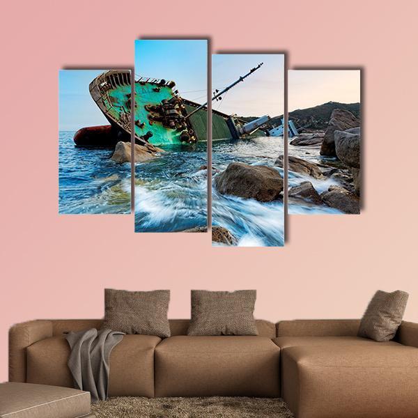 Shipwreck In Hong Kong Canvas Wall Art-4 Pop-Gallery Wrap-50" x 32"-Tiaracle