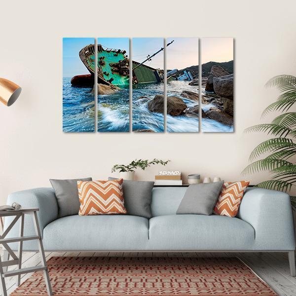 Shipwreck In Hong Kong Canvas Wall Art-5 Horizontal-Gallery Wrap-22" x 12"-Tiaracle