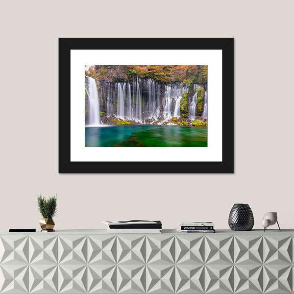 Shiraito Waterfalls Canvas Wall Art-1 Piece-Framed Print-20" x 16"-Tiaracle