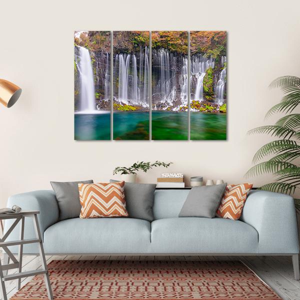 Shiraito Waterfalls Canvas Wall Art-4 Horizontal-Gallery Wrap-34" x 24"-Tiaracle