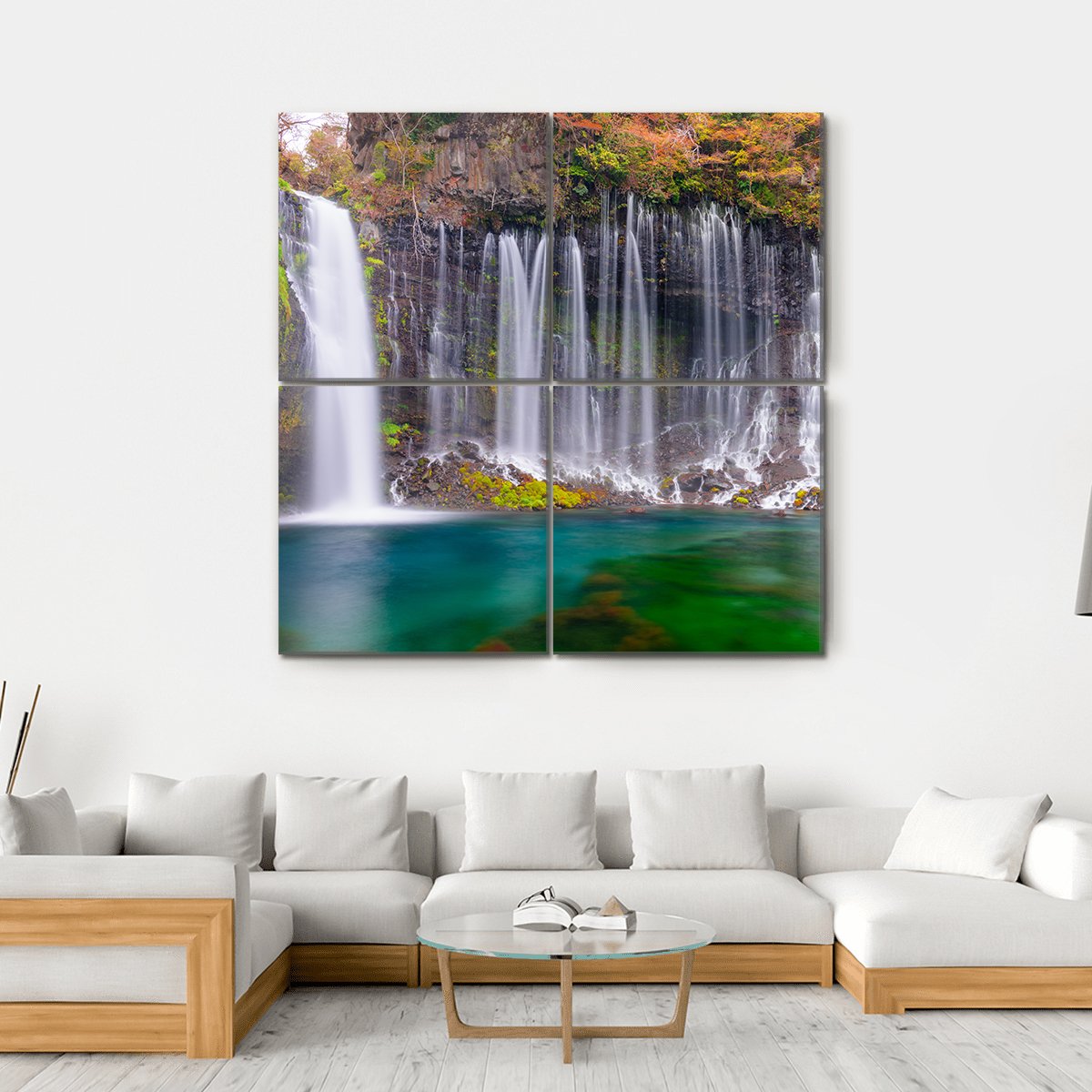 Shiraito Waterfalls Canvas Wall Art-4 Square-Gallery Wrap-17" x 17"-Tiaracle