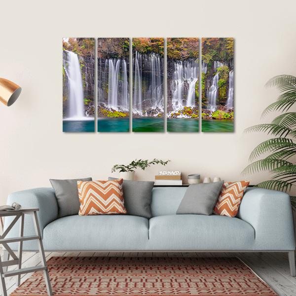 Shiraito Waterfalls Canvas Wall Art-5 Horizontal-Gallery Wrap-22" x 12"-Tiaracle