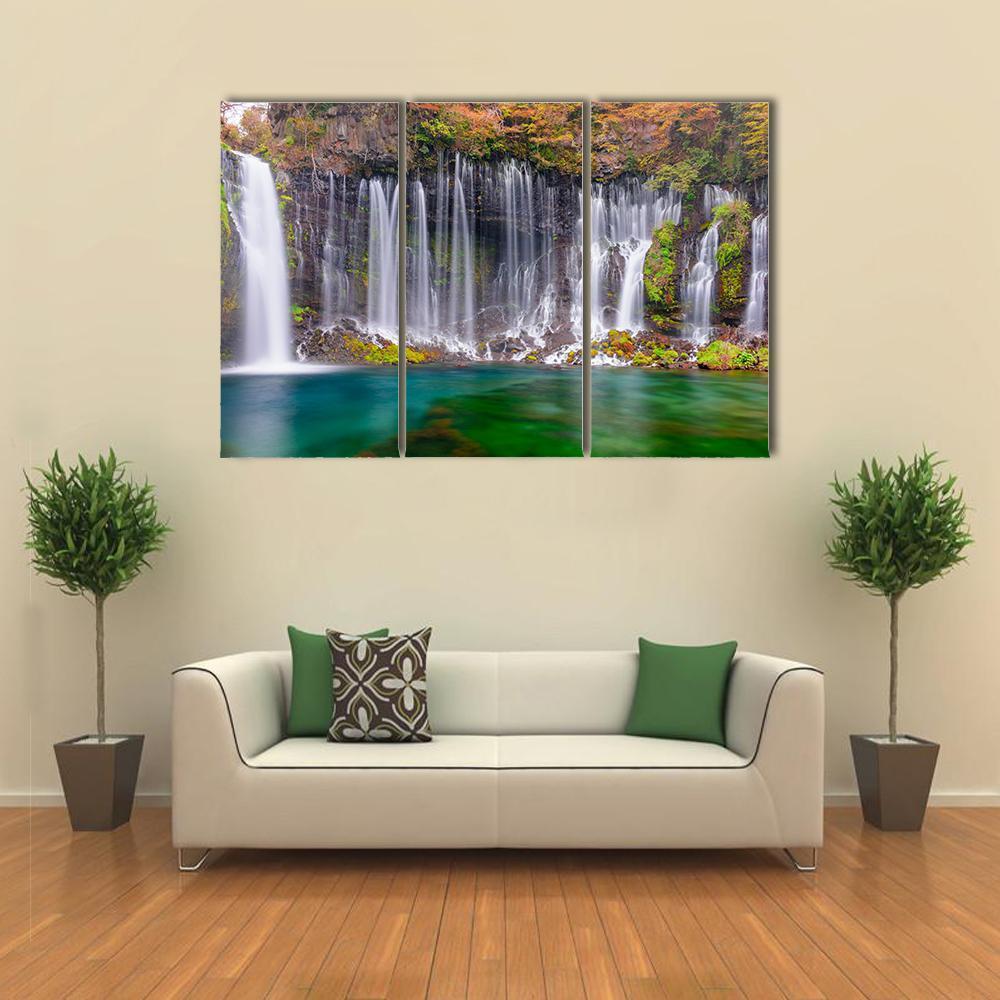 Shiraito Waterfalls Canvas Wall Art-5 Pop-Gallery Wrap-47" x 32"-Tiaracle