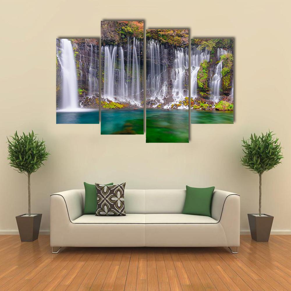Shiraito Waterfalls Canvas Wall Art-4 Pop-Gallery Wrap-50" x 32"-Tiaracle