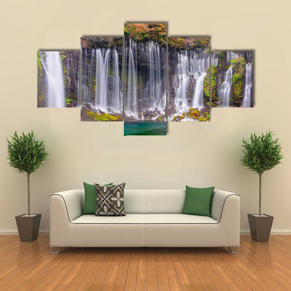 Shiraito Waterfalls Canvas Wall Art-5 Star-Gallery Wrap-62" x 32"-Tiaracle