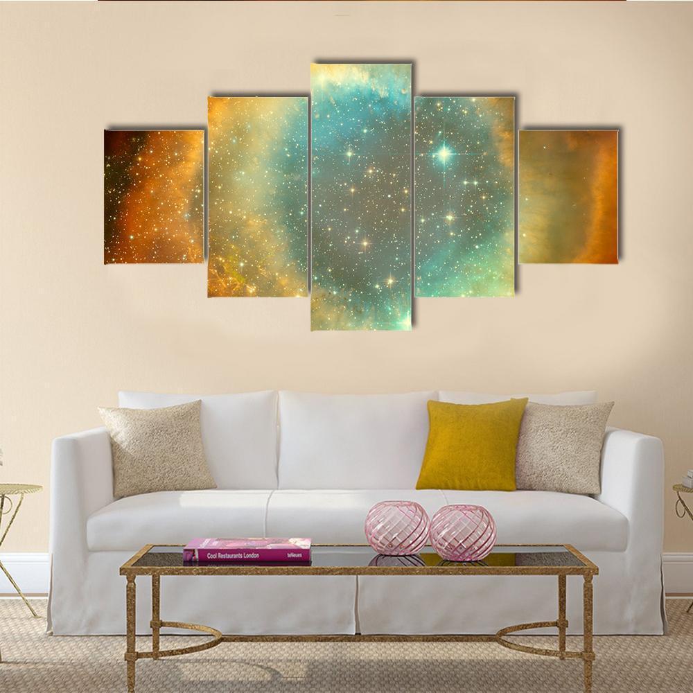 Nebula &amp; Star Field Canvas Wall Art-5 Star-Gallery Wrap-62" x 32"-Tiaracle