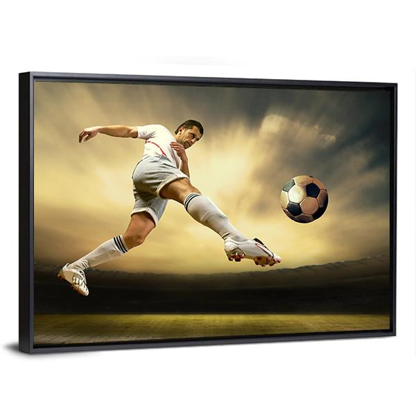 Shoot Of Football Player On Outdoor Field Canvas Wall Art-3 Horizontal-Gallery Wrap-25&quot; x 16&quot;-Tiaracle