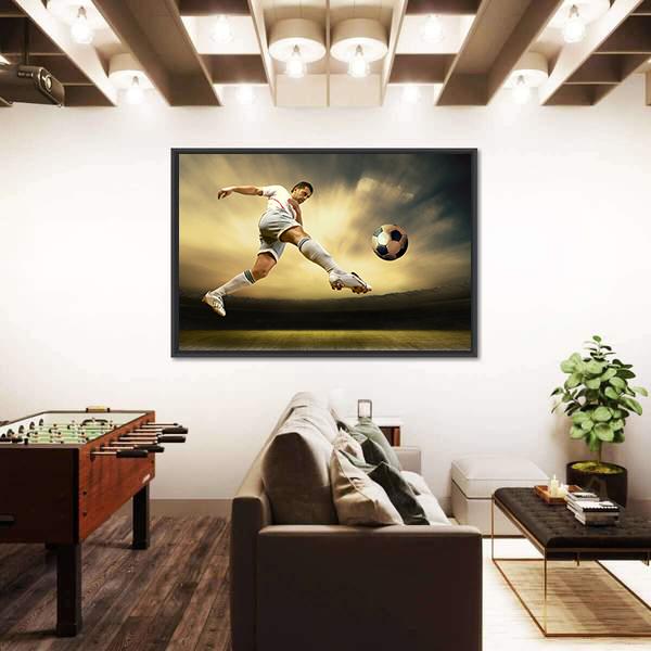 Shoot Of Football Player On Outdoor Field Canvas Wall Art-3 Horizontal-Gallery Wrap-25&quot; x 16&quot;-Tiaracle