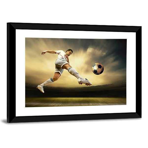 Shoot Of Football Player On Outdoor Field Canvas Wall Art-3 Horizontal-Gallery Wrap-25&quot; x 16&quot;-Tiaracle