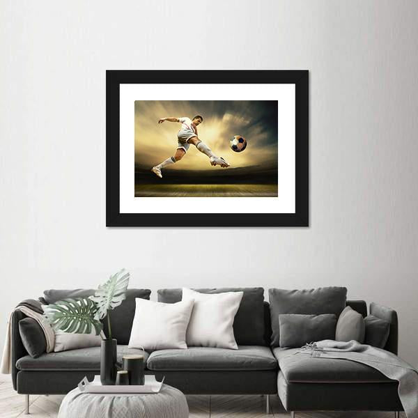Shoot Of Football Player On Outdoor Field Canvas Wall Art-3 Horizontal-Gallery Wrap-25&quot; x 16&quot;-Tiaracle