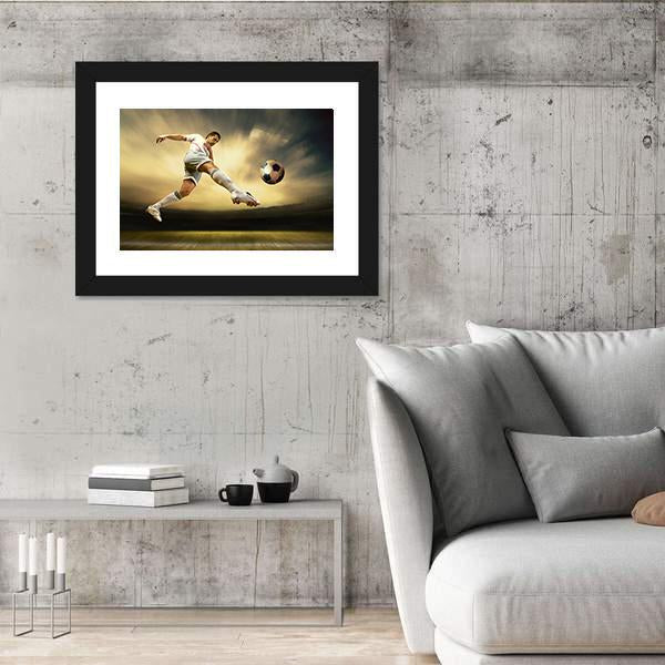 Shoot Of Football Player On Outdoor Field Canvas Wall Art-3 Horizontal-Gallery Wrap-25" x 16"-Tiaracle