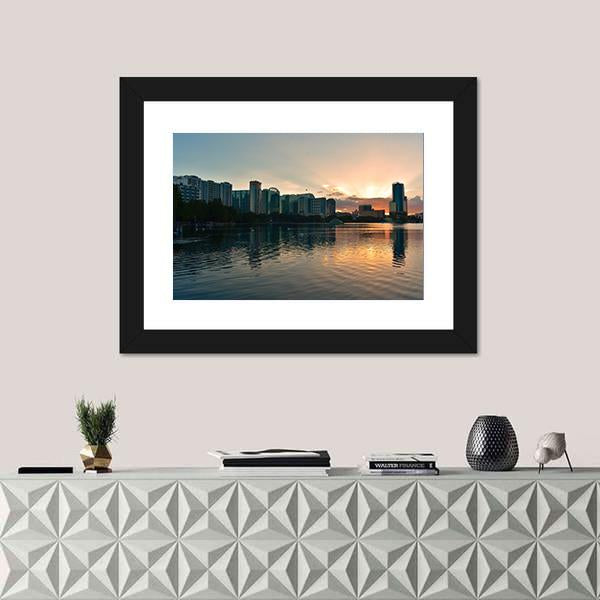 Shore Of Lake Eola Park Canvas Wall Art-1 Piece-Framed Print-20" x 16"-Tiaracle
