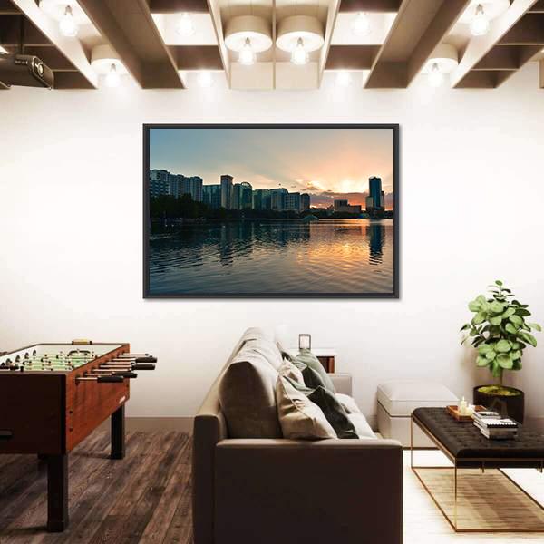 Shore Of Lake Eola Park Canvas Wall Art-3 Horizontal-Gallery Wrap-25" x 16"-Tiaracle