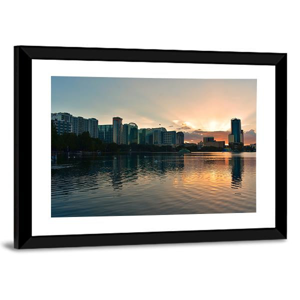 Shore Of Lake Eola Park Canvas Wall Art-3 Horizontal-Gallery Wrap-25" x 16"-Tiaracle