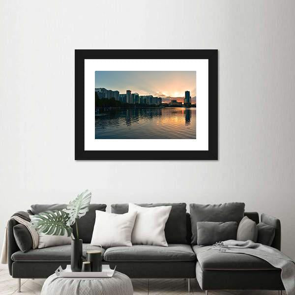 Shore Of Lake Eola Park Canvas Wall Art-3 Horizontal-Gallery Wrap-25" x 16"-Tiaracle