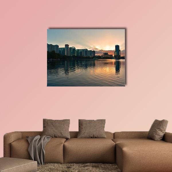 Shore Of Lake Eola Park Canvas Wall Art-1 Piece-Gallery Wrap-48" x 32"-Tiaracle