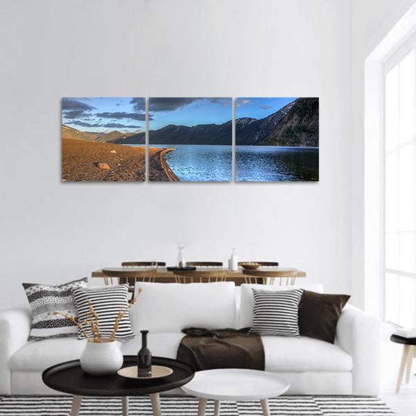 Shore Of Pend Oreille Lake Panoramic Canvas Wall Art-3 Piece-25" x 08"-Tiaracle