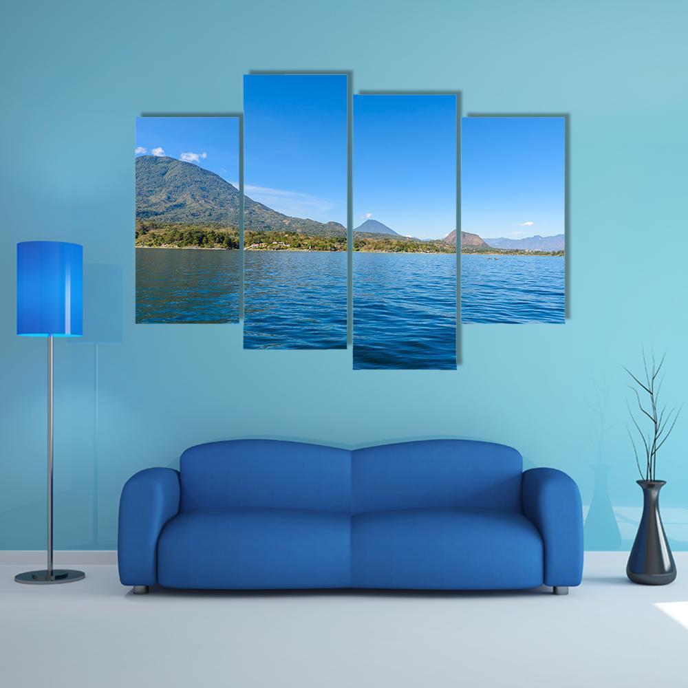 Shore Of San Lucas Toliman At Lake Atitlan Canvas Wall Art-4 Pop-Gallery Wrap-50" x 32"-Tiaracle