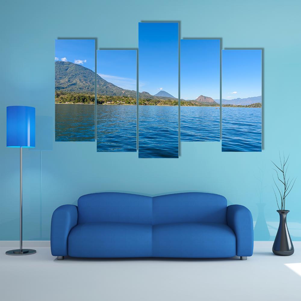 Shore Of San Lucas Toliman At Lake Atitlan Canvas Wall Art-5 Pop-Gallery Wrap-47" x 32"-Tiaracle