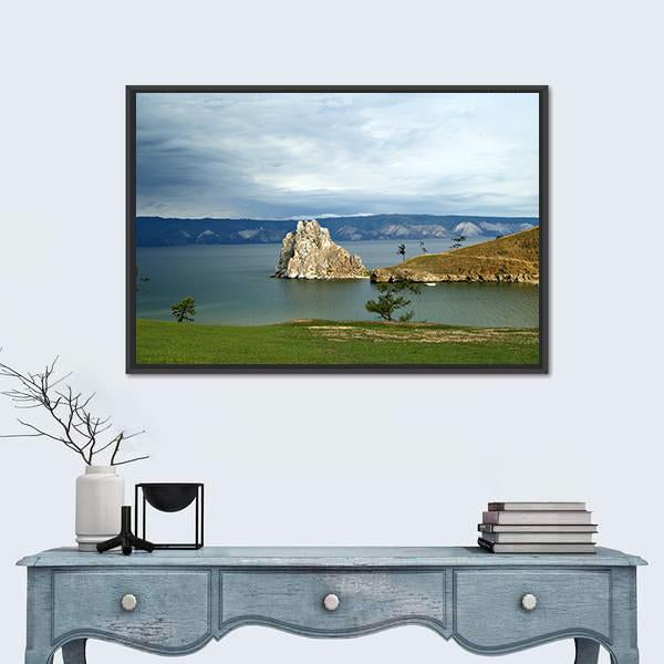 Shore Of The Island Of Olkhon Canvas Wall Art-1 Piece-Floating Frame-24" x 16"-Tiaracle