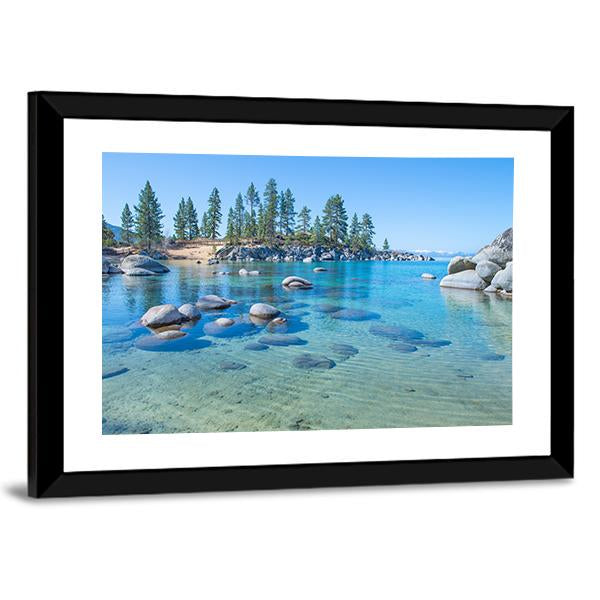 Shore Of The Lake Tahoe Canvas Wall Art-3 Horizontal-Gallery Wrap-25" x 16"-Tiaracle