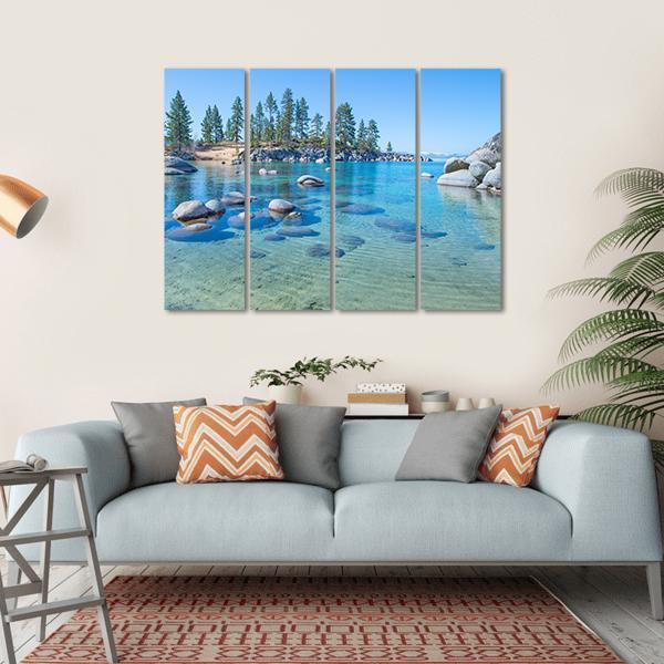 Shore Of The Lake Tahoe Canvas Wall Art-4 Horizontal-Gallery Wrap-34" x 24"-Tiaracle